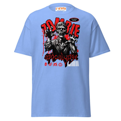 Zombie Apocalypse Halloween T-Shirt - Carolina Blue - T-Shirts Online