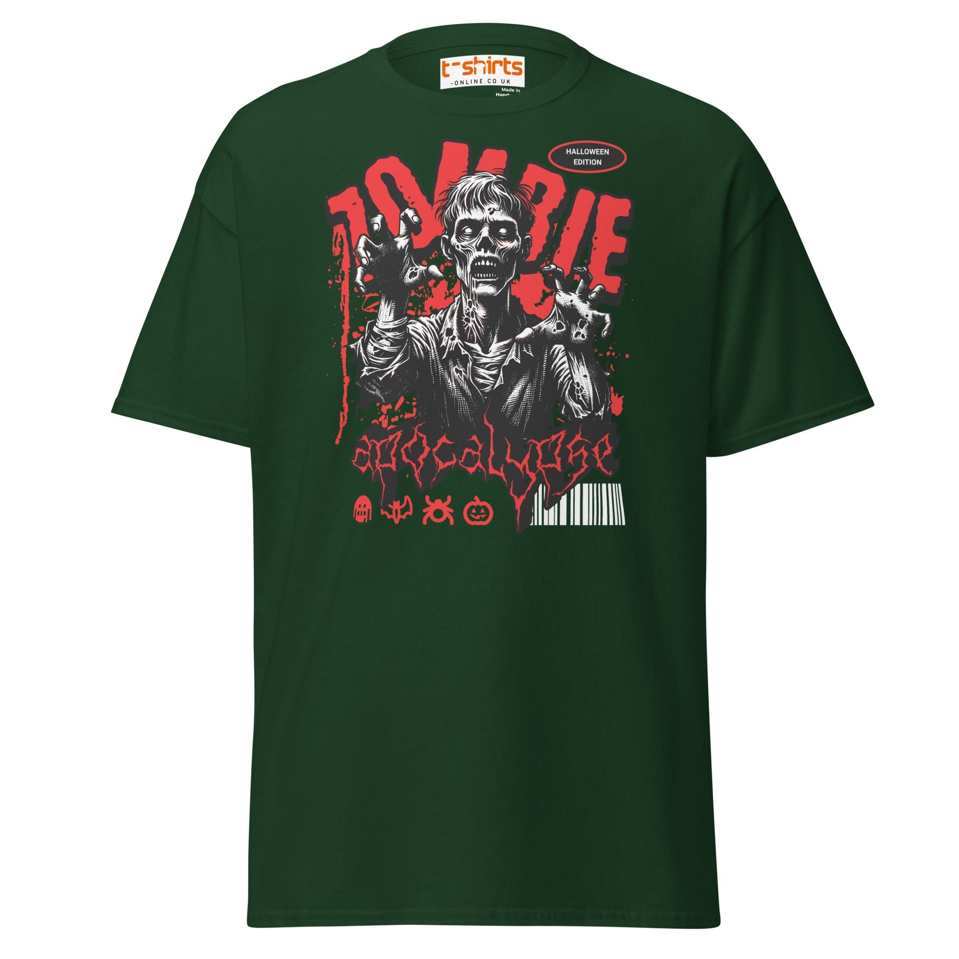 Zombie Apocalypse Halloween T-Shirt - Forest Green - T-Shirts Online
