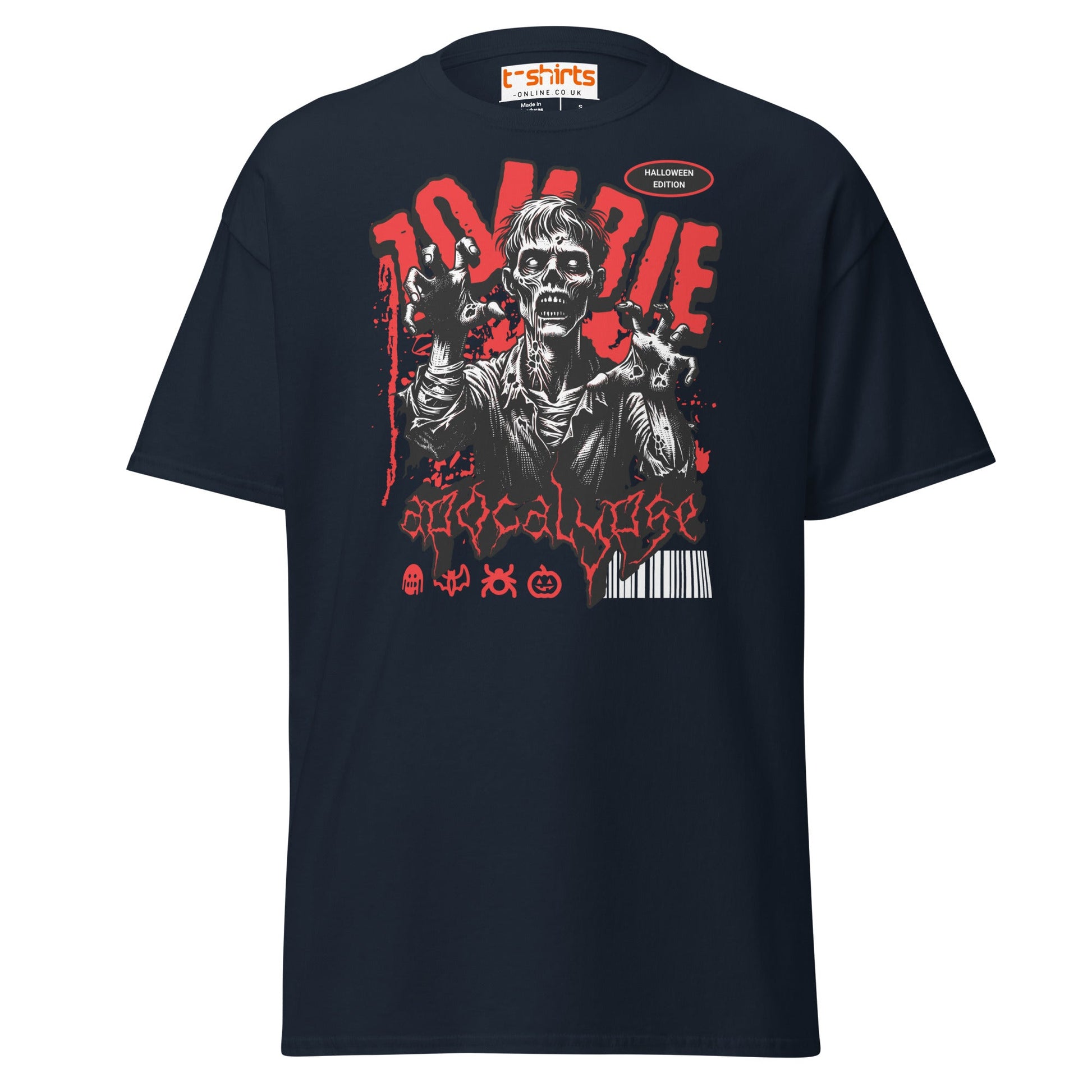 Zombie Apocalypse Halloween T-Shirt - Navy - T-Shirts Online