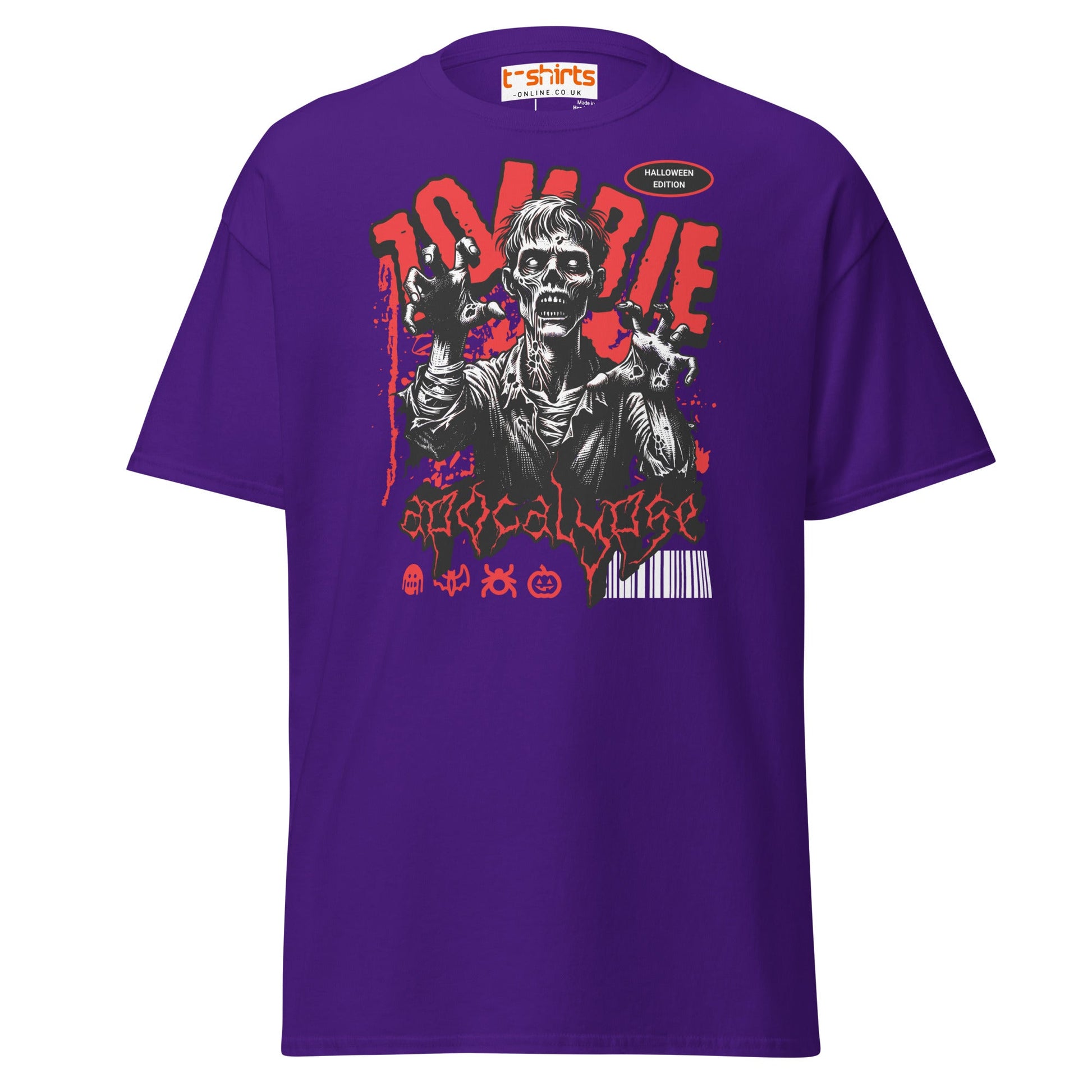 Zombie Apocalypse Halloween T-Shirt - Purple - T-Shirts Online