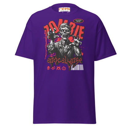 Zombie Apocalypse Halloween T-Shirt - Purple - T-Shirts Online