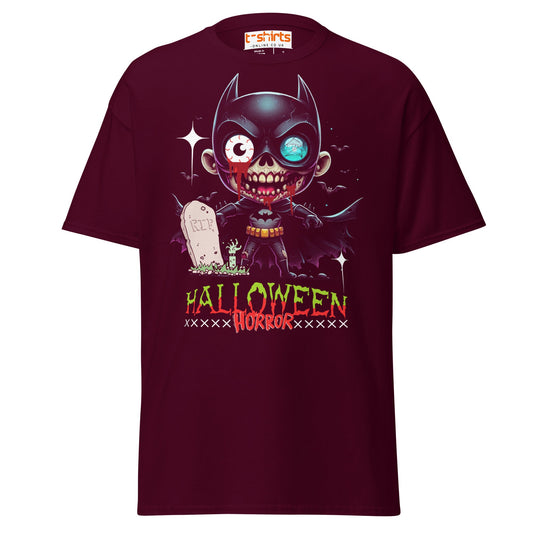 Zombie Batman Parody T-Shirt | Halloween Horror Tee - Maroon - T-Shirts Online