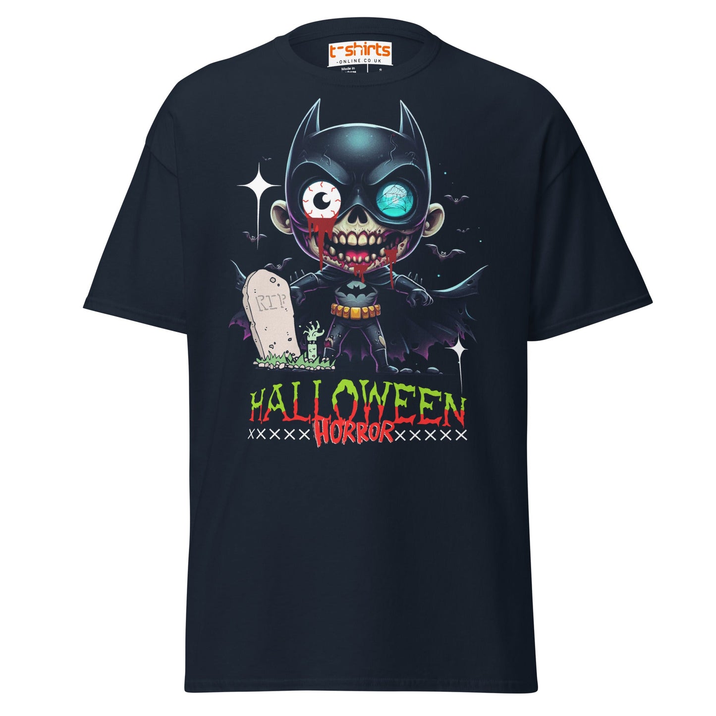 Zombie Batman Parody T-Shirt | Halloween Horror Tee - Navy - T-Shirts Online
