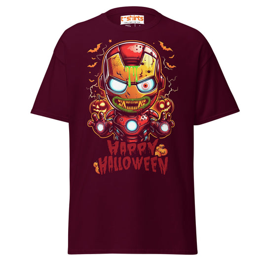 Zombie Iron Man T-Shirt | Halloween Parody Horror Tee - Maroon - T-Shirts Online