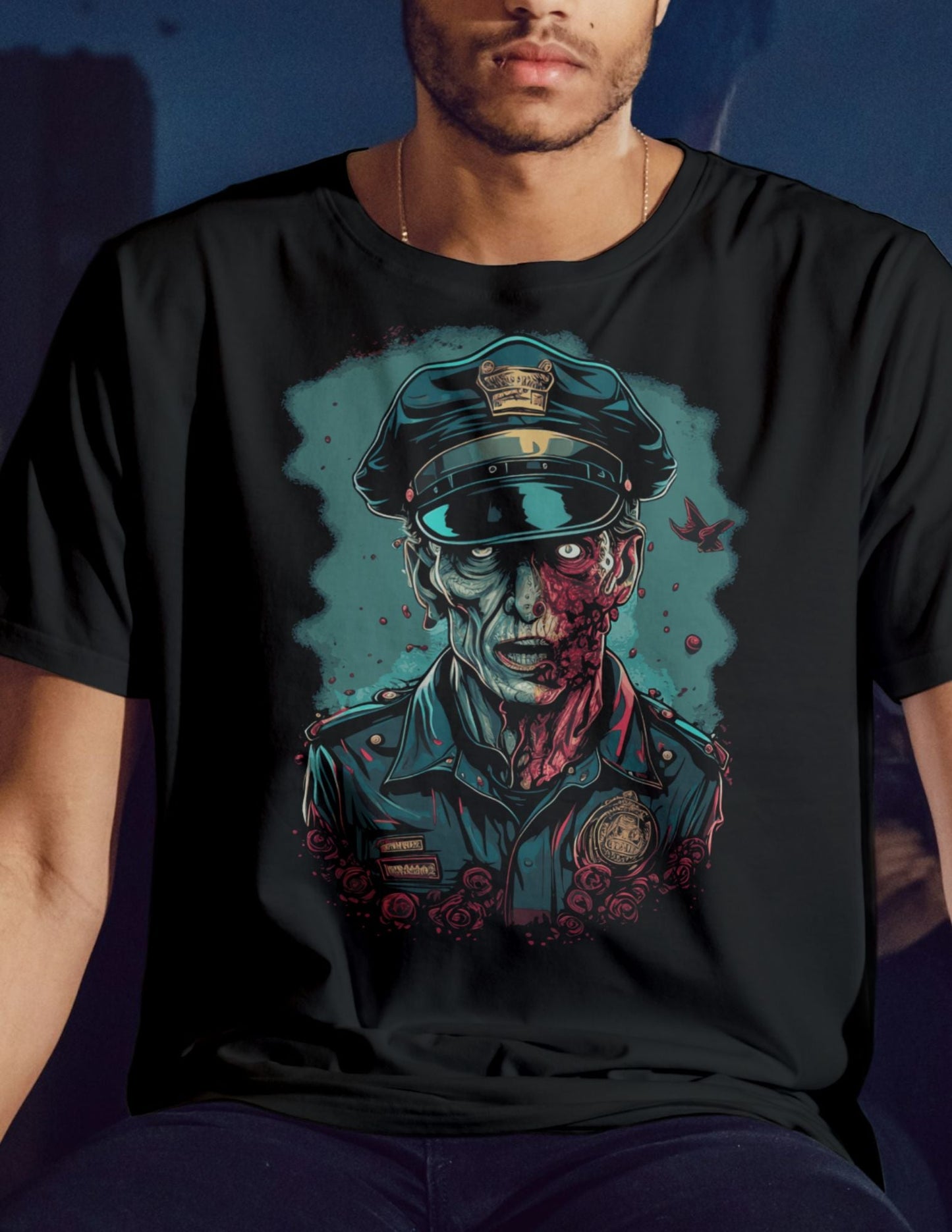 Zombie Policeman | Horror T-Shirt - Black - T-Shirts Online