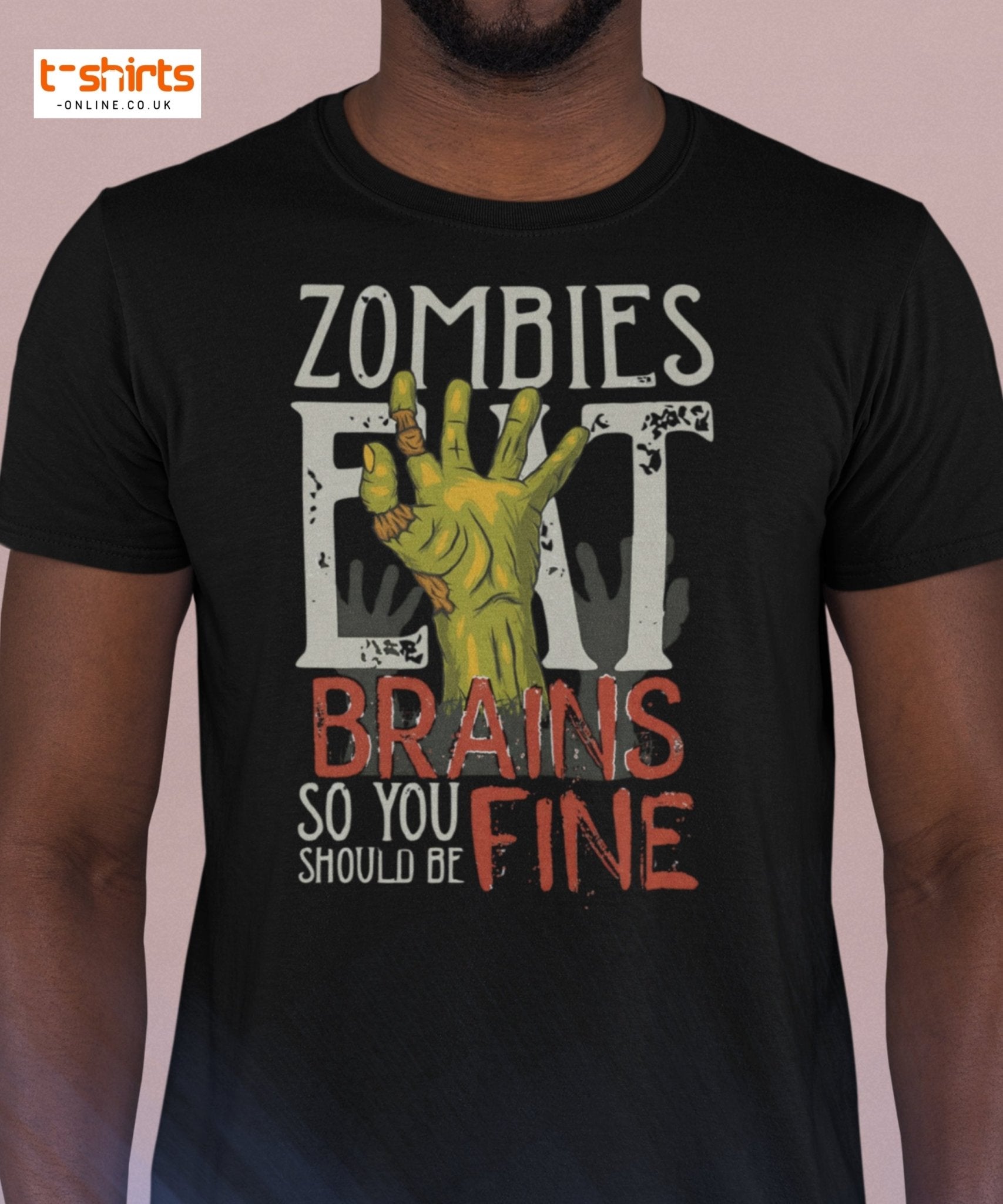 Zombies Eat Brains T-Shirt | Funny Horror Humor Tee - Black - T-Shirts Online