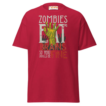 Zombies Eat Brains T-Shirt | Funny Horror Humor Tee - Cardinal - T-Shirts Online