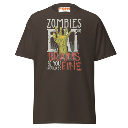 Zombies Eat Brains T-Shirt | Funny Horror Humor Tee - Dark Chocolate - T-Shirts Online