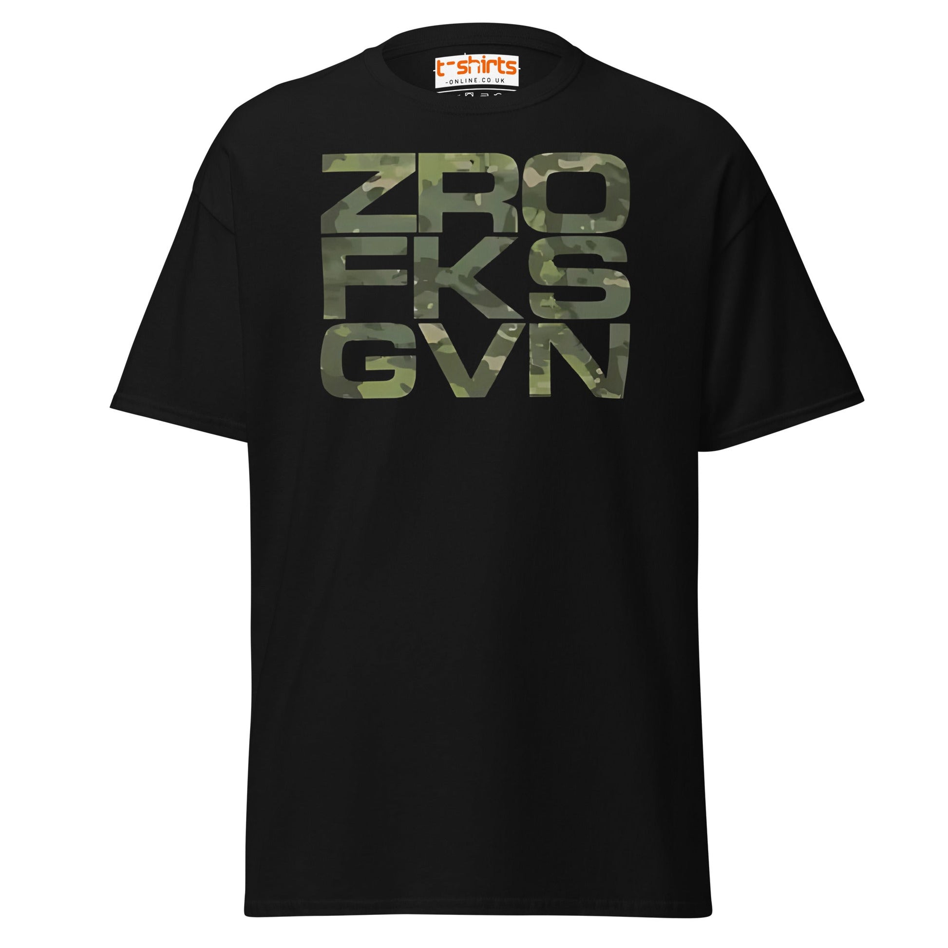 ZRO FKS GVN T-Shirt | Camo Style Bold Graphic Tee - Black - T-Shirts Online