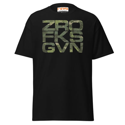 ZRO FKS GVN T-Shirt | Camo Style Bold Graphic Tee - Black - T-Shirts Online