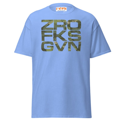 ZRO FKS GVN T-Shirt | Camo Style Bold Graphic Tee - Carolina Blue - T-Shirts Online