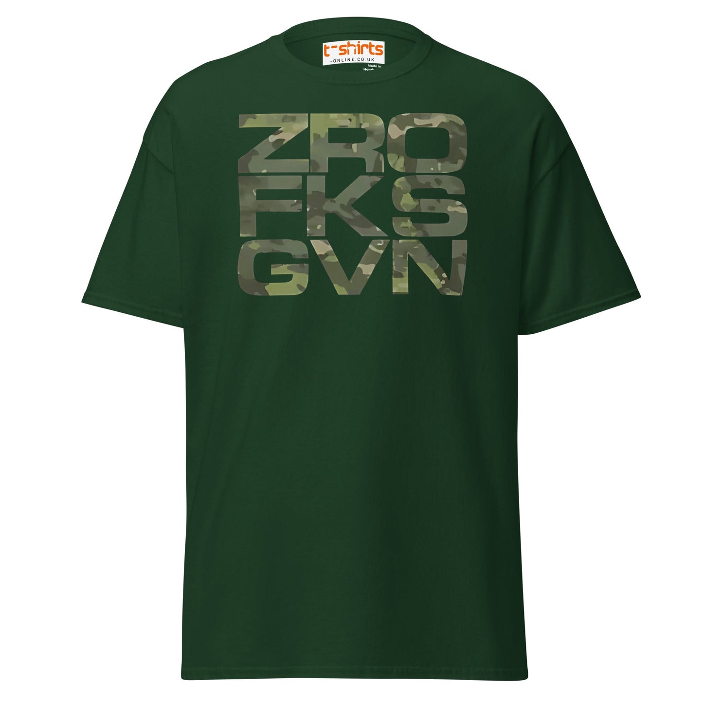 ZRO FKS GVN T-Shirt | Camo Style Bold Graphic Tee - Forest Green - T-Shirts Online