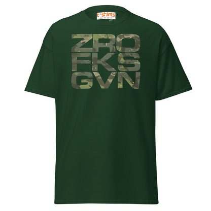ZRO FKS GVN T-Shirt | Camo Style Bold Graphic Tee - Forest Green - T-Shirts Online