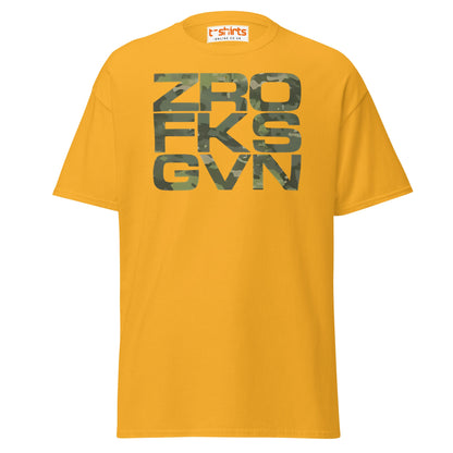 ZRO FKS GVN T-Shirt | Camo Style Bold Graphic Tee - Gold - T-Shirts Online
