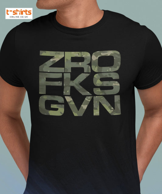 ZRO FKS GVN T-Shirt | Camo Style Bold Graphic Tee - Maroon - T-Shirts Online