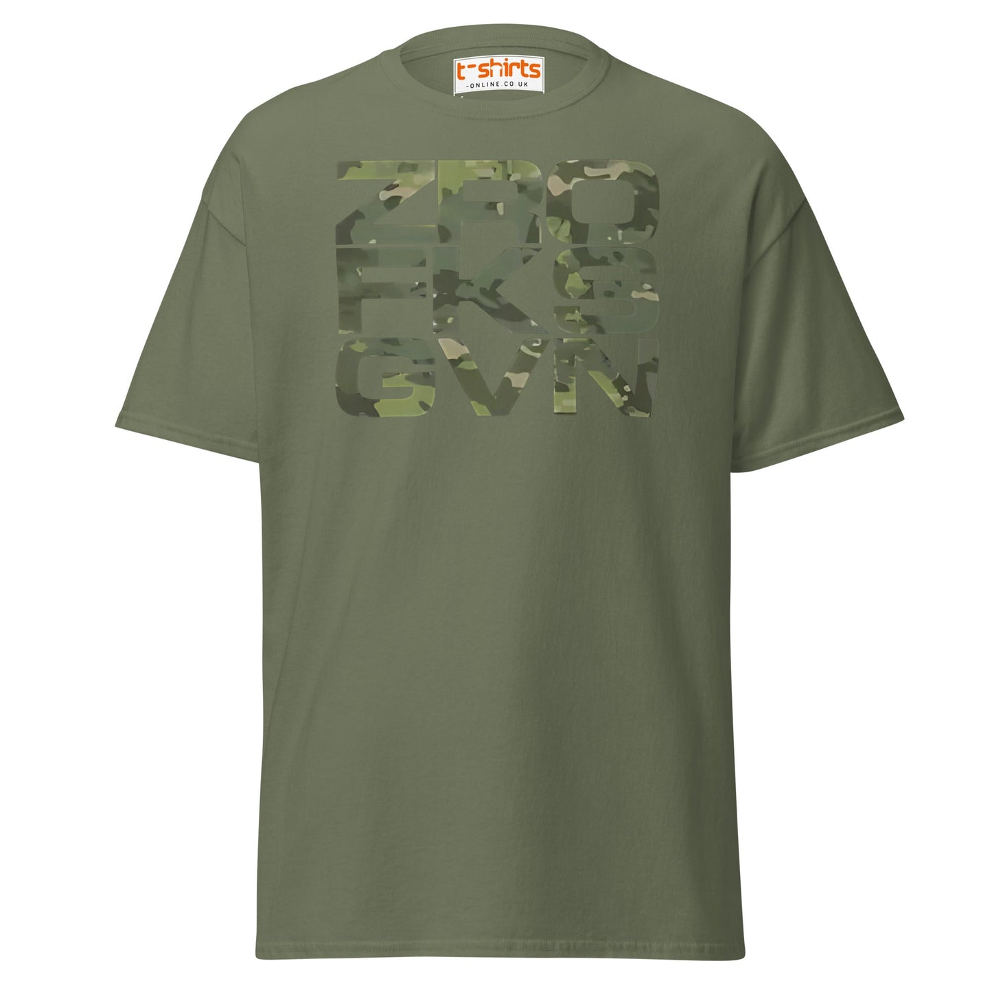 ZRO FKS GVN T-Shirt | Camo Style Bold Graphic Tee - Military Green - T-Shirts Online