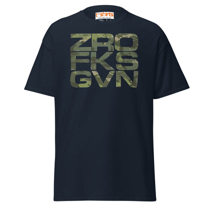 ZRO FKS GVN T-Shirt | Camo Style Bold Graphic Tee - Navy - T-Shirts Online