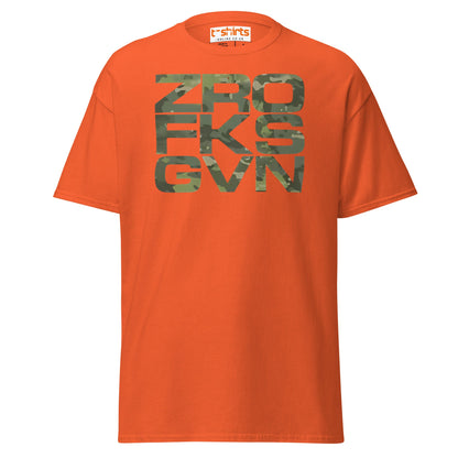ZRO FKS GVN T-Shirt | Camo Style Bold Graphic Tee - Orange - T-Shirts Online