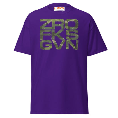ZRO FKS GVN T-Shirt | Camo Style Bold Graphic Tee - Purple - T-Shirts Online