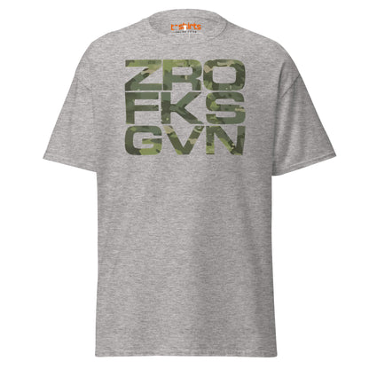 ZRO FKS GVN T-Shirt | Camo Style Bold Graphic Tee - Sport Grey - T-Shirts Online