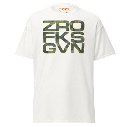ZRO FKS GVN T-Shirt | Camo Style Bold Graphic Tee - White - T-Shirts Online