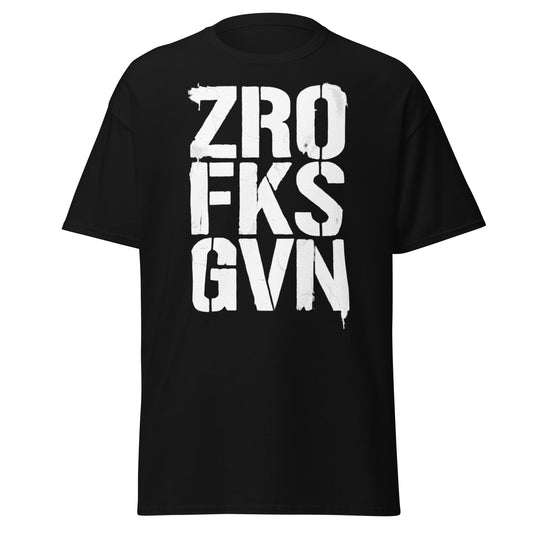 Zro Fks Gvn T-Shirt – Edgy Distressed Typographic Tee - Black - T-Shirts Online