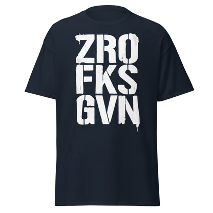 Zro Fks Gvn T-Shirt – Edgy Distressed Typographic Tee - Navy - T-Shirts Online