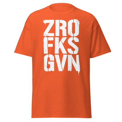 Zro Fks Gvn T-Shirt – Edgy Distressed Typographic Tee - Orange - T-Shirts Online