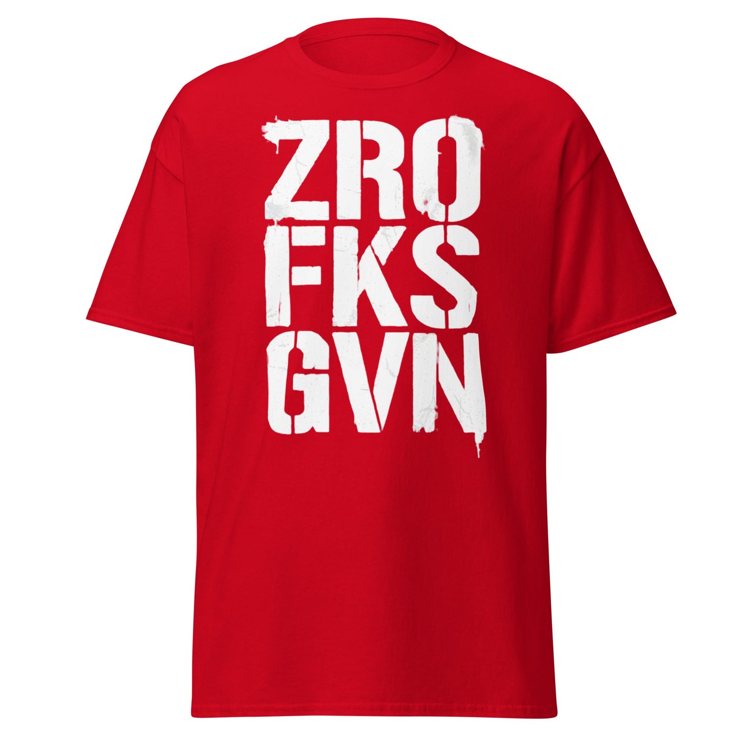 Zro Fks Gvn T-Shirt – Edgy Distressed Typographic Tee - Red - T-Shirts Online