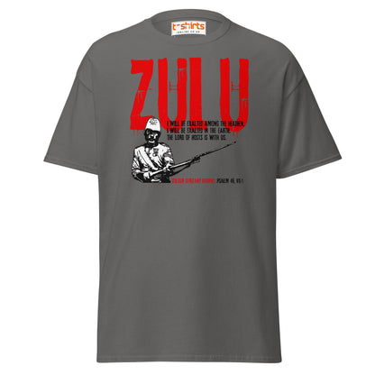 Zulu T-Shirt | Bold Red Graphic Tee with Psalm 46 Quote - Charcoal - T-Shirts Online