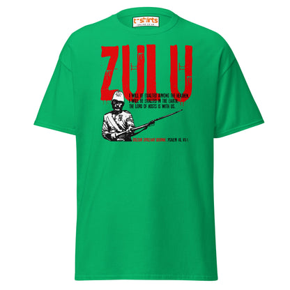 Zulu T-Shirt | Bold Red Graphic Tee with Psalm 46 Quote - Irish Green - T-Shirts Online