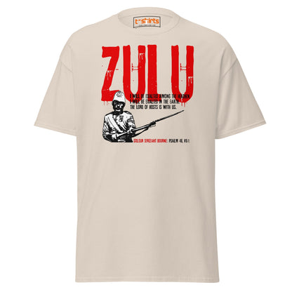 Zulu T-Shirt | Bold Red Graphic Tee with Psalm 46 Quote - Natural - T-Shirts Online