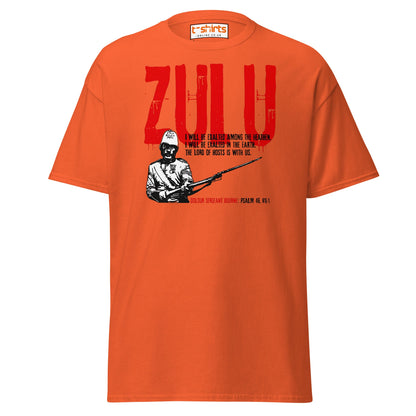 Zulu T-Shirt | Bold Red Graphic Tee with Psalm 46 Quote - Orange - T-Shirts Online
