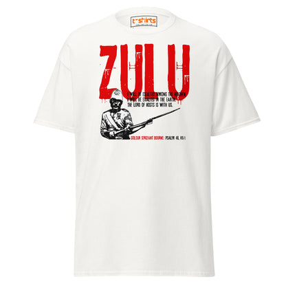 Zulu T-Shirt | Bold Red Graphic Tee with Psalm 46 Quote - White - T-Shirts Online